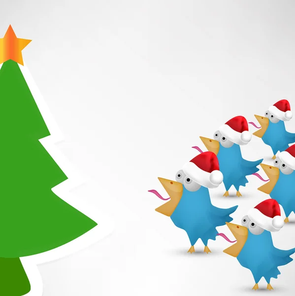 蓝色圣诞鸟庆祝圣诞节 — 图库矢量图片