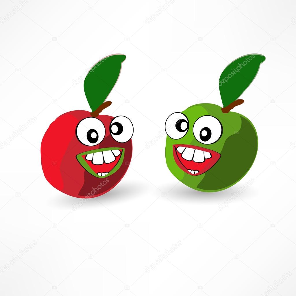 two apples laughing hysterically
