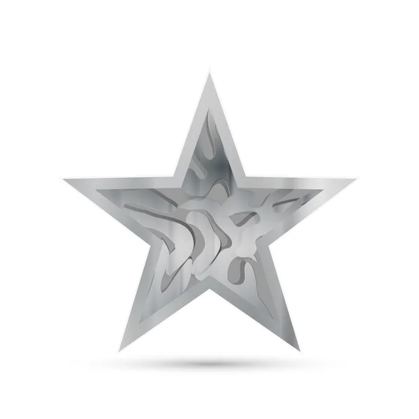 Silver stjärna på vitt — Stock vektor