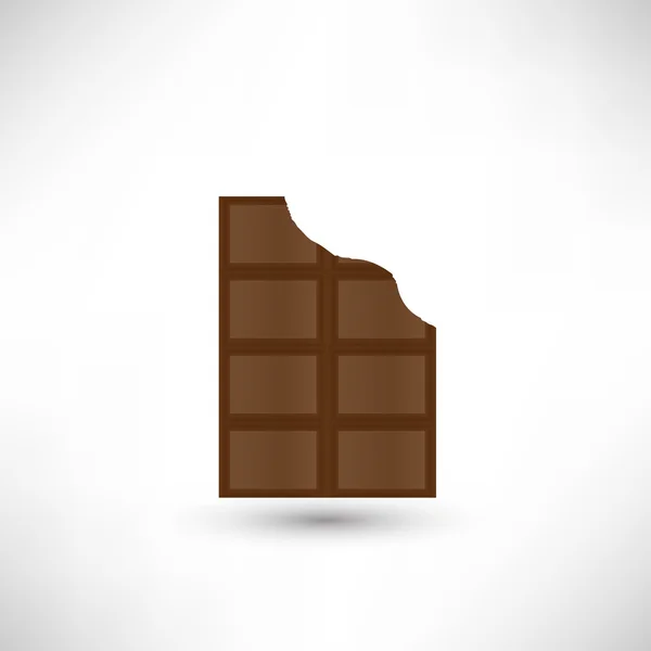 Mordido de un pedazo de deliciosa barra de chocolate — Vector de stock