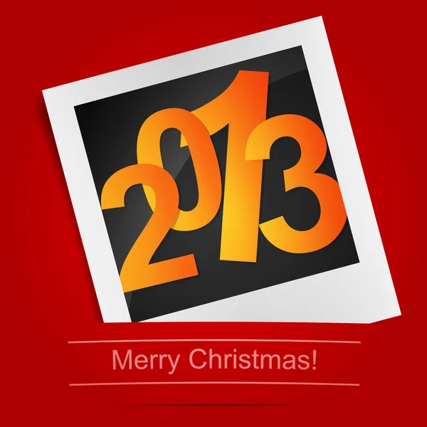 Merry Christmas photo frame on the red background. Vector illust — Stock Vector