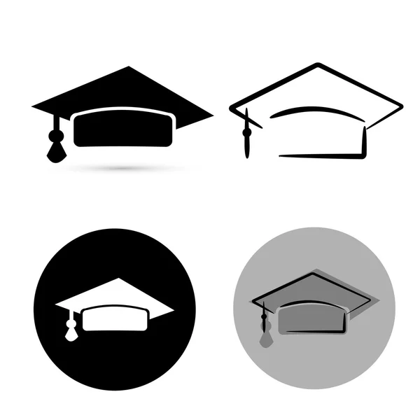 Sombrero de graduado negro aislado sobre fondo blanco. vector — Archivo Imágenes Vectoriales