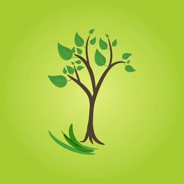 녹색 배경의 푸른 나무 — 스톡 벡터