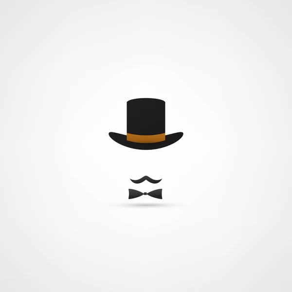 Bowler sombrero y bigote — Vector de stock