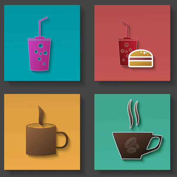 Conjunto de ícones para alimentos e bebidas — Vetor de Stock