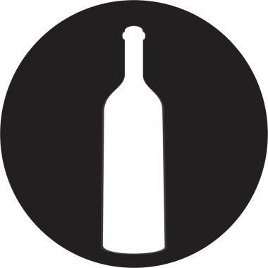 Bir şişe şarap ve cam ikon.