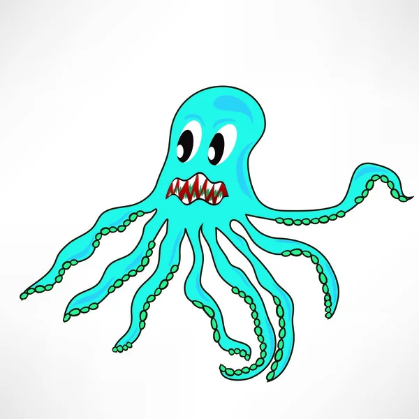 Ilustración de pulpo aterrador — Vector de stock