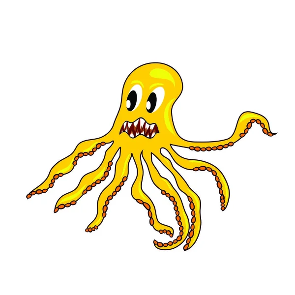 Scary  octopus illustration — Stock Vector