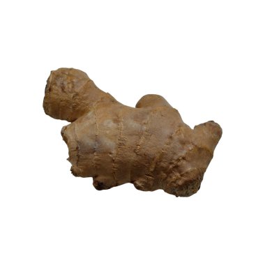 Zencefil kökü beyaz arkaplanda izole edilmiş. Üst görünüm