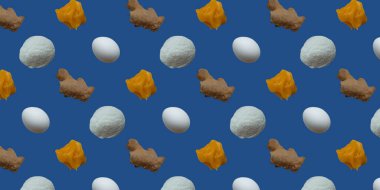 Zencefilli ekmek, un, yumurta, zencefil ve bal ürünleri. Üst manzara, düz arkaplandaki bakkaliyeler