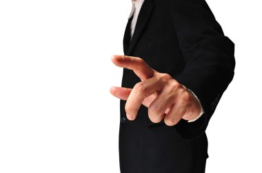 İş adamı hayali bir düğmeye basıyor