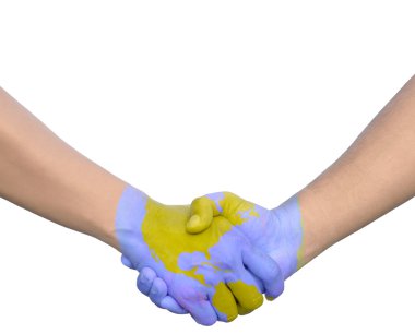 Dünya sallayarak işadamları el boyalı 