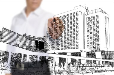 iş adamı bina ve cityscape çizim