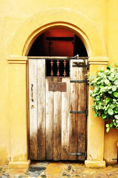 Puerta de madera medieval arqueada —  Fotos de Stock