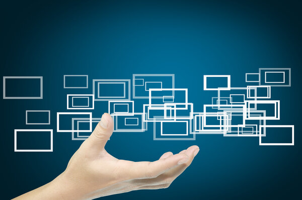 hand hold flying button or frame