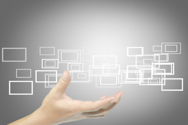 hand hold flying button or frame