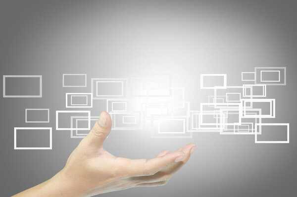 hand hold flying button or frame