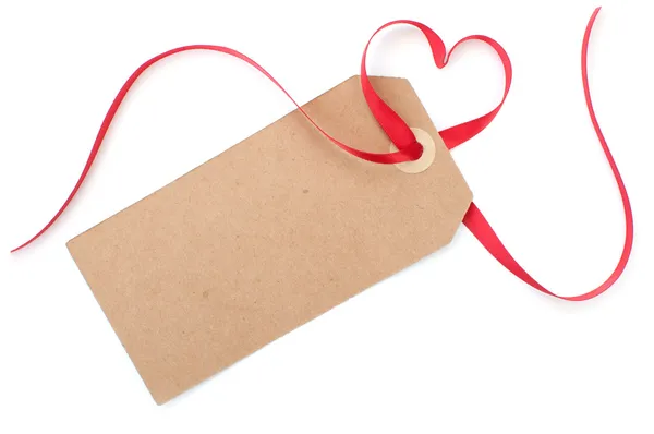 Gift tag with heart bow — Stock Photo, Image