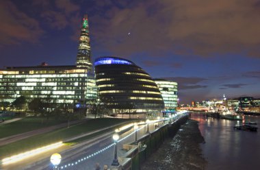 London city hall and skyline at night clipart