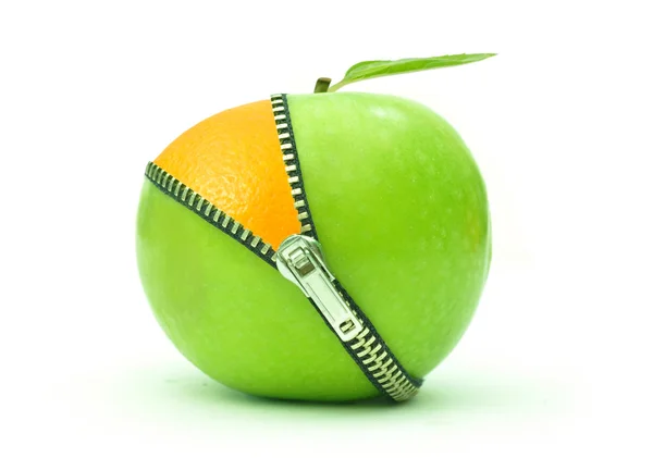 Apple oranje zip — Stockfoto
