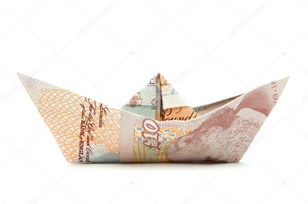 Pound money paper boat 