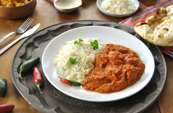 Hühnercurry mit Reis — Stockfoto