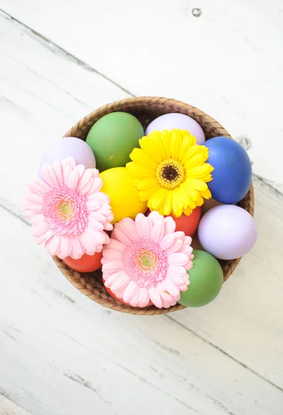 Easter eggs with daisies — Stock Photo, Image