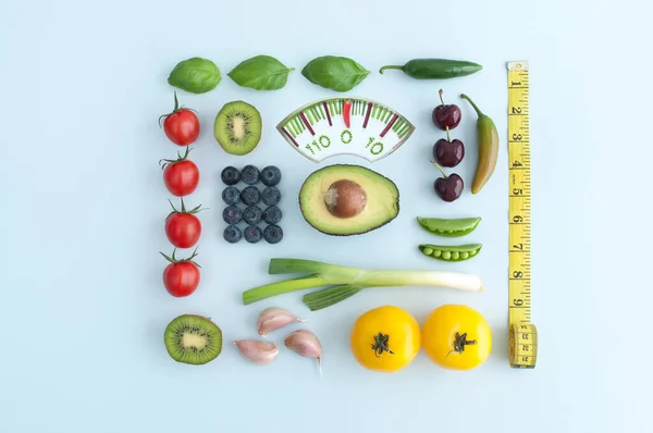 Food Bathroom Weighing Scales Design Made Fruits Vegetables — Stock Photo, Image