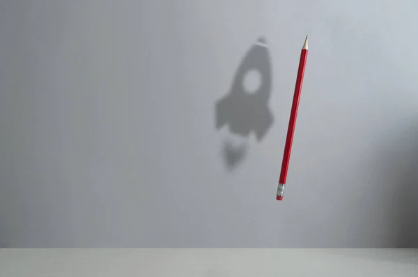 Pencil Air Shadow Rocket Back School Success Concept — Stockfoto