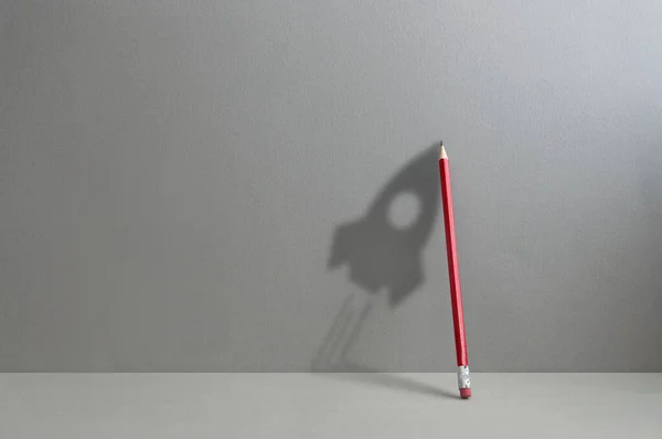 Pencil Shadow Rocket Back School Success Education Concept — Stockfoto