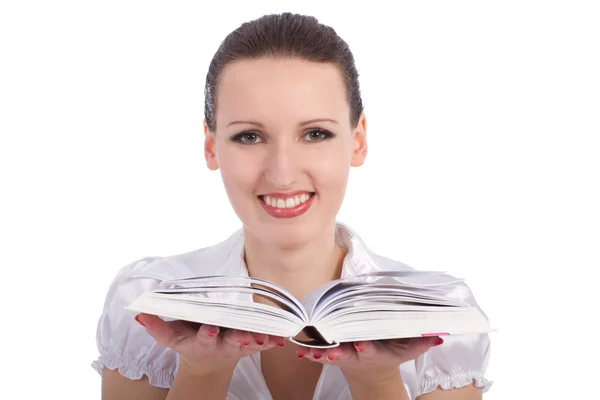 Woman with opened book — Stock Photo, Image