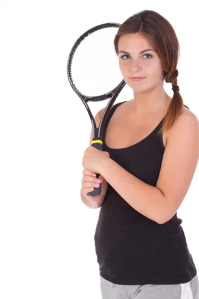 Donna con racchetta da tennis — Foto Stock