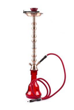 Beyaz arka plan üzerinde izole kırmızı nargile