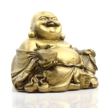 beyaz zemin üzerine altın buddha izole