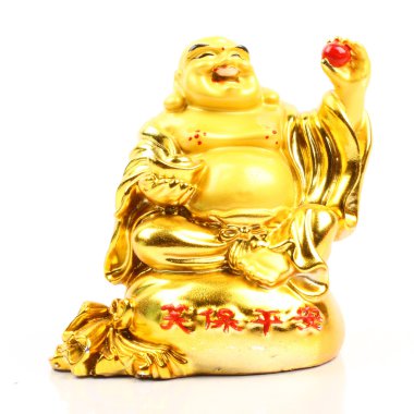 beyaz zemin üzerine altın buddha izole