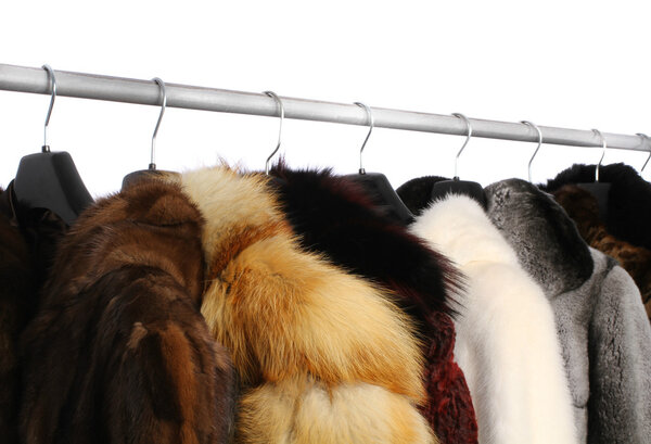 Various fur coat on the hanger