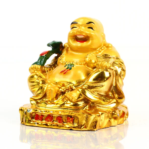 Zlatý buddha izolovaných na bílém pozadí Stock Snímky