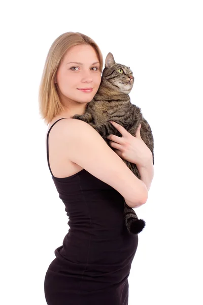 Mujer joven con gato — Foto de Stock