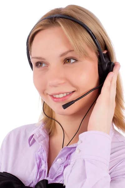 Can I help you ? Portrait of a female customer service representative — Stock Photo, Image