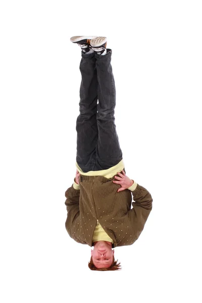 B-boy freeze on head — Stock Photo, Image