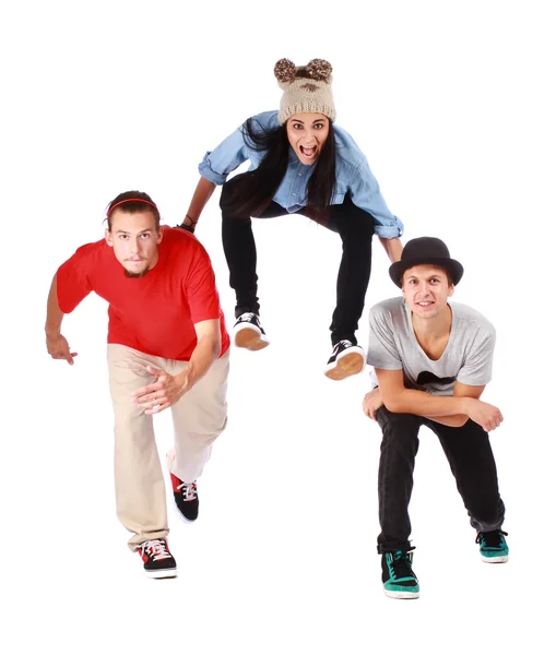Three young handsome teenagers with a modern clothes — Stock Photo, Image