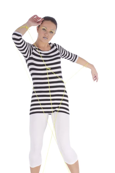 Aantrekkelijke dame in striped shirt — Stockfoto