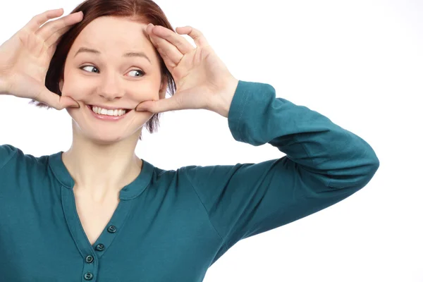 Ragazza adolescente mostrando i denti — Foto Stock