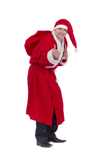 Santa Claus on the run to delivery christmas gifts — Stock Photo, Image