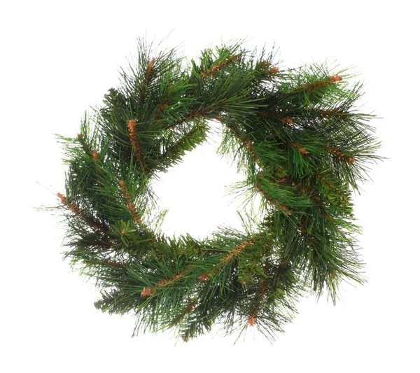 Green round Christmas wreath — Stock Photo, Image