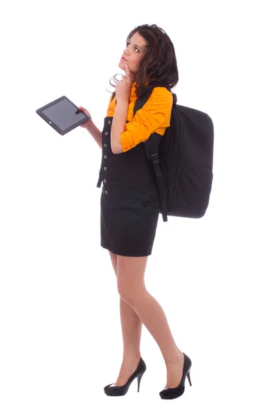 Hermosa chica adolescente posando con la tableta PC — Foto de Stock