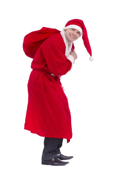 Санта-Клаус в бегах от доставки рождественских подарков — стоковое фото