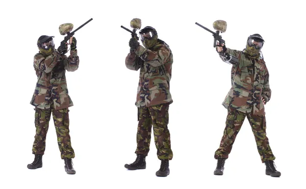 Collage of male paintball player — Stock Photo, Image