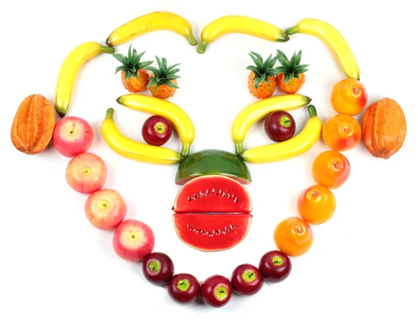 Frame wajah manusia dengan berbagai macam buah-buahan — Stok Foto