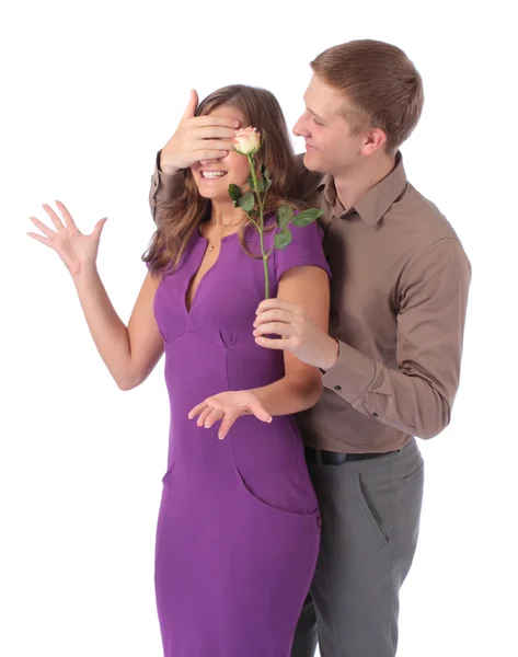 Retrato de um belo jovem feliz sorrindo casal — Fotografia de Stock